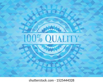 100% Quality sky blue emblem with mosaic ecological style background