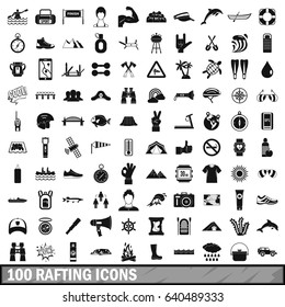 100 rafting icons set in simple style for any design vector illustration