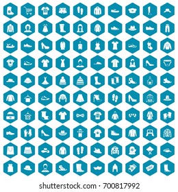 100 rags icons set in sapphirine hexagon isolated vector illustration