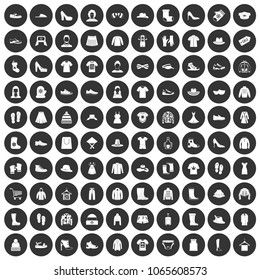 100 rags icons set in simple style white on black circle color isolated on white background vector illustration