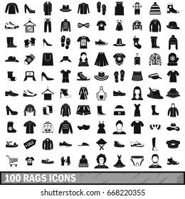 100 rags icons set in simple style for any design vector illustration