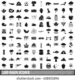 100 rain icons set in simple style for any design vector illustration