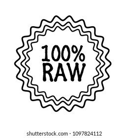100% RAW label. sticker for Healthy Grocery Shopping