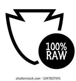 100% raw and shield icon