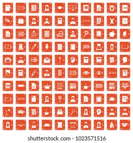 100 reader icons set in grunge style orange color isolated on white background vector illustration