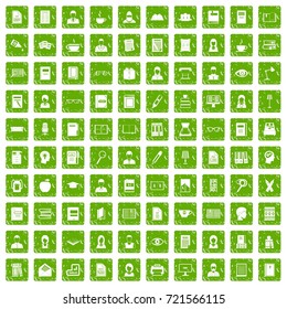 100 reader icons set in grunge style green color isolated on white background vector illustration