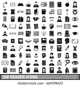 100 reader icons set in simple style for any design vector illustration