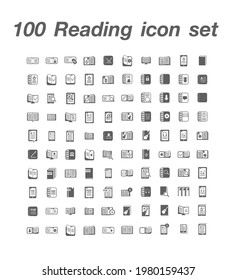 100 Reading icon set vector