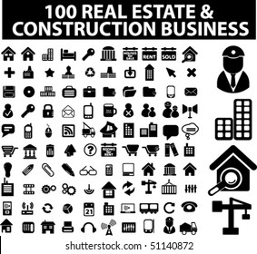 100 real estate, construction signs. vector