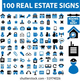 100 real estate signs. vector