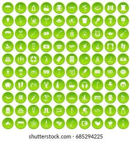 100 recreation icons set green