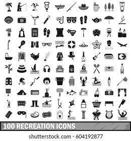 100 recreation icons set in simple style for any design vector illustration