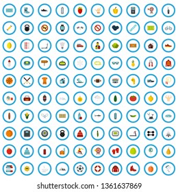 100 recreation training icons set in flat style for any design vector illustration