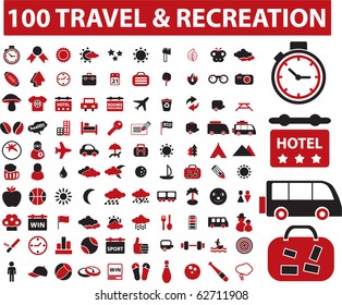 100 recreation & travel signs. vector