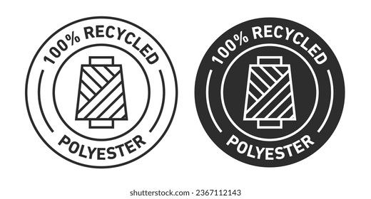 100% recycle polyster rounded vector symbol set on white background