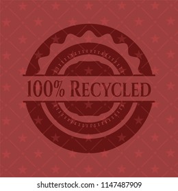 100% Recycled badge with red background