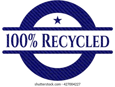 100% Emblema reciclado con textura de denim