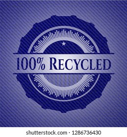 100% Recycled emblem with jean texture