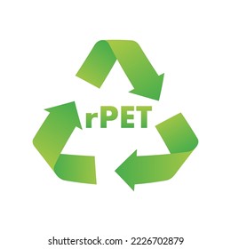 100 recycled materials. rPet standard sign, label. Vector stock illustration.