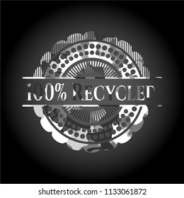 100% Recycled on grey camouflaged texture