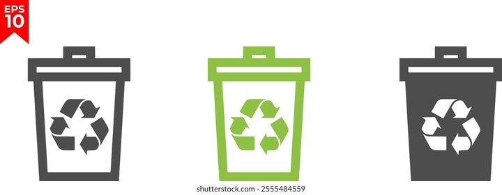 100% recycled plastic label. Eco friendly packaging symbol. Flat design. Vector illustration