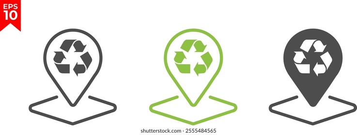 100% recycled plastic label. Eco friendly packaging symbol. Flat design. Vector illustration