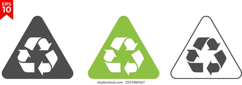 100% recycled plastic label. Eco friendly packaging symbol. Flat design. Vector illustration