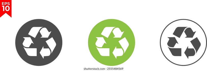 100% recycled plastic label. Eco friendly packaging symbol. Flat design. Vector illustration