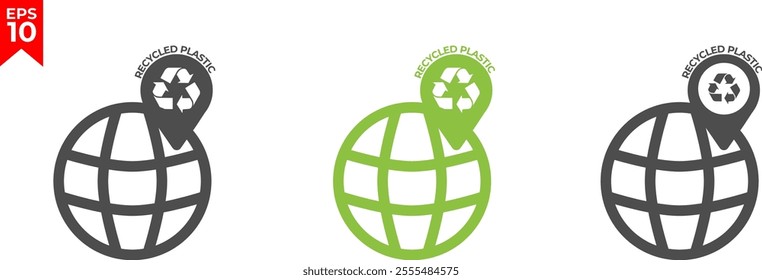 100% recycled plastic label. Eco friendly packaging symbol. Flat design. Vector illustration