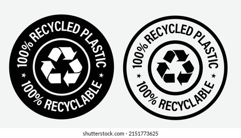 100 Recycled Plastic 100 Recyclable Vector Stock Vector (Royalty Free ...