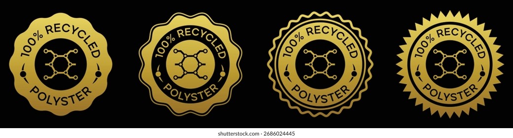 100% reciclado de poliéster de oro sello ecológico diseño de la insignia