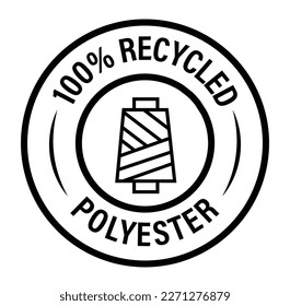 100% recycled polyester vector icon, black in color