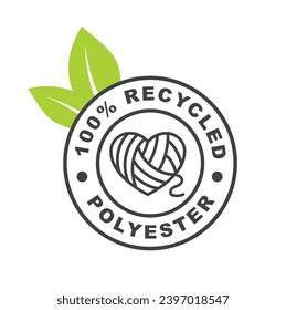 100% recycled polyester vector, icon, sticker.