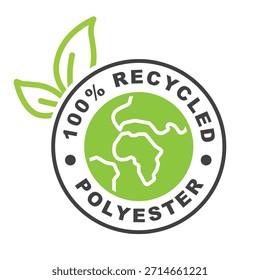 100% recycled polyester vector, icon, sticker.