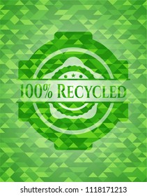 100% Recycled realistic green mosaic emblem