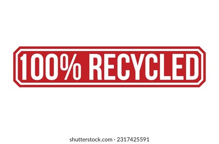 100% Recycled Red Rubber Stamp vector design.