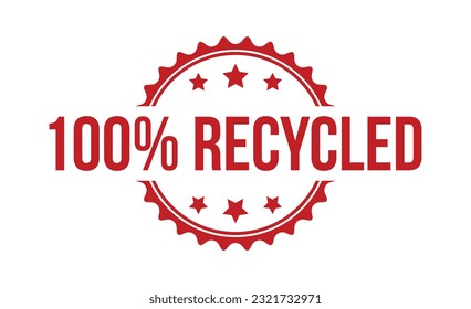 100% Recycled Red Rubber Stamp vector design.