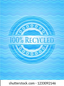 100% Recycled water wave representation style badge.