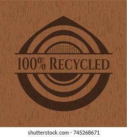 100% Recycled wooden emblem. Retro