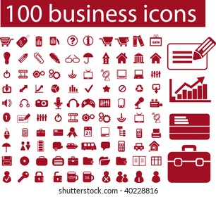 100 íconos rojos de negocios. vector