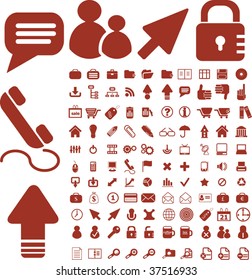 100 red icons. vector