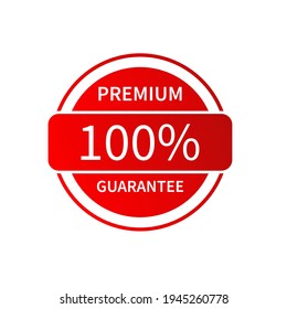 100% Red Stamp Badge in white background