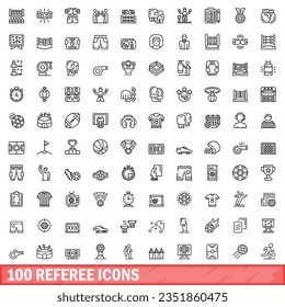 100 referee icons set. Outline illustration of 100 referee icons vector set isolated on white background