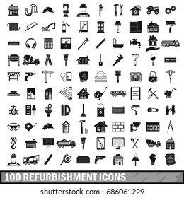 100 refurbishment icons set in simple style for any design vector illustration