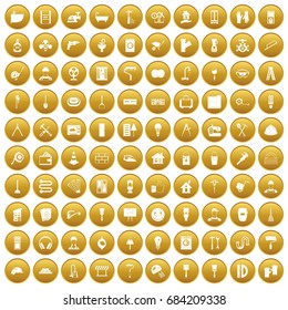100 renovation icons set gold