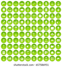 100 renovation icons set green circle isolated on white background vector illustration