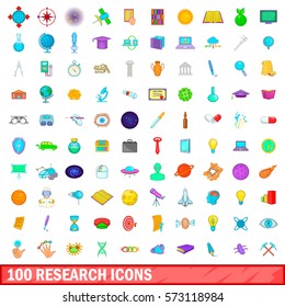 100 research icons set in cartoon style for any design vector illustration