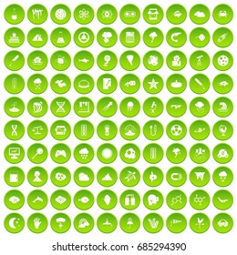 100 research icons set green