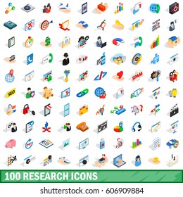 100 research icons set in isometric 3d style for any design vector illustration