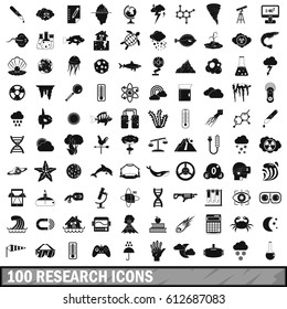 100 research icons set in simple style for any design vector illustration